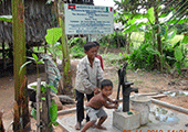 Supporting Cambodian child with clean water wells